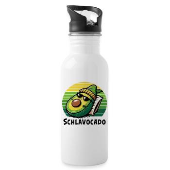 Schlavocado Schlafshirt Nachthemd Pyjama Schlaf - Trinkflasche mit integriertem Trinkhalm - Weiß - Rechts
