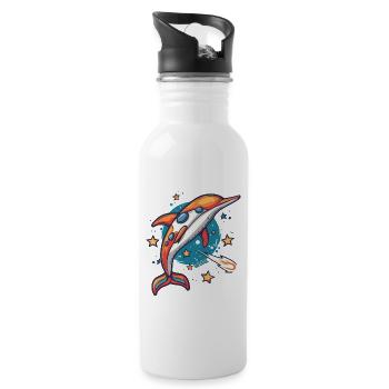 Super funky funky dolphin outer space - Water bottle with straw - white - Right