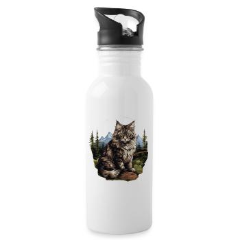 Norwegian Forest Cat Norwegische Waldkatze - Trinkflasche mit integriertem Trinkhalm - Weiß - Rechts
