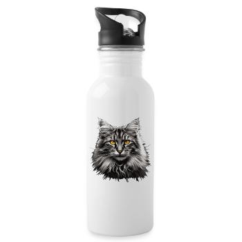 Norwegian Forest Cat Norwegische Waldkatze - Trinkflasche mit integriertem Trinkhalm - Weiß - Rechts