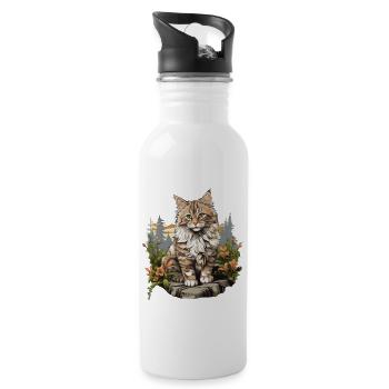Norwegian Forest Cat Norwegische Waldkatze - Trinkflasche mit integriertem Trinkhalm - Weiß - Rechts