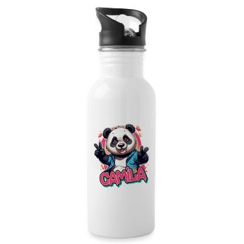 CAMILA - Beau nom de fille avec Cool Panda - Gourde avec paille intégrée - blanc - Droite
