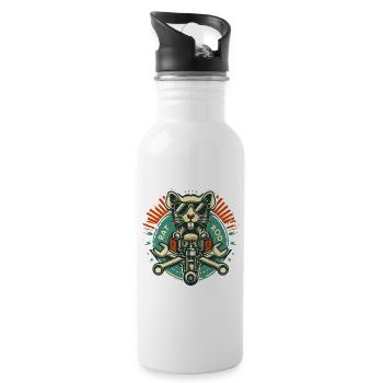 Ratsking Ratlook Shirt – Rustic Custom Style - Water bottle with straw - white - Right