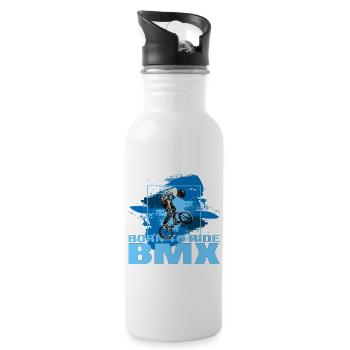 Born to Ride BMX - Trinkflasche mit integriertem Trinkhalm - Weiß - Rechts