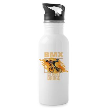 BMX ist meine Droge - Trinkflasche mit integriertem Trinkhalm - Weiß - Rechts