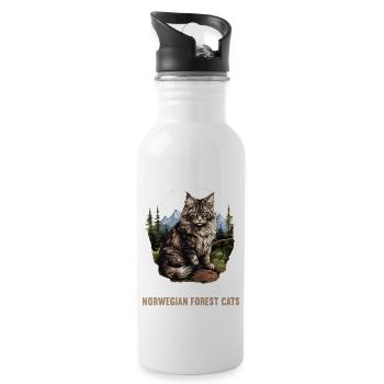Norwegian Forest Cat Norwegische Waldkatze - Trinkflasche mit integriertem Trinkhalm - Weiß - Rechts
