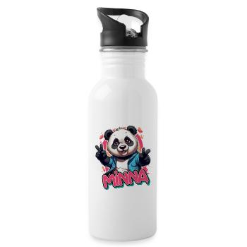 MINNA - Beau nom de fille avec Cool Panda - Gourde avec paille intégrée - blanc - Droite