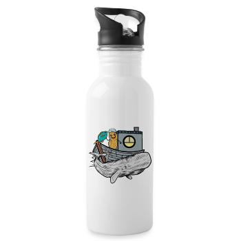 Gens De Mer, Poisson, Bateau, Animaux Marins, Pêcheur, Ahoy, Lac - Gourde avec paille intégrée - blanc - Droite