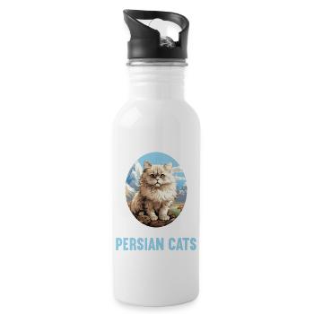 Persian Cat Perserkatze - Water bottle with straw - white - Right