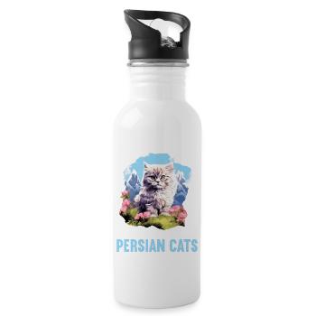 Persian Cat Perserkatze - Water bottle with straw - white - Right