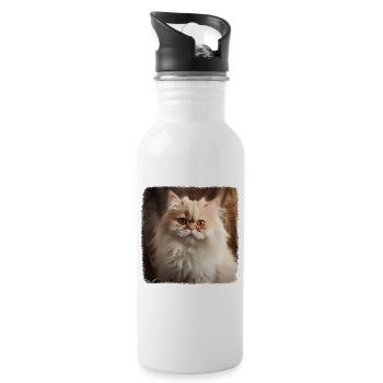 Persian Cat Perserkatze - Water bottle with straw - white - Right