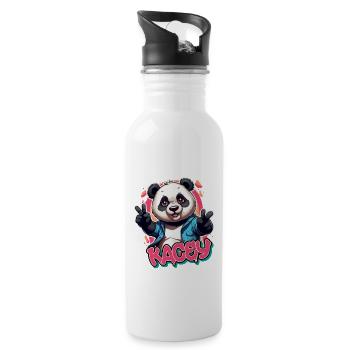 KACEY - Schöner Mädchen Name mit coolem Panda - Trinkflasche mit integriertem Trinkhalm - Weiß - Rechts