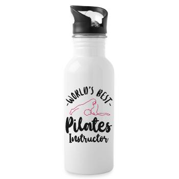 Pilates Instructor Teacher World's - Trinkflasche mit integriertem Trinkhalm - Weiß - Rechts