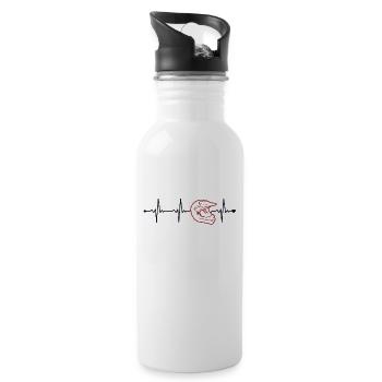 Motocross Heartbeat Racing Supermoto Motorcycle - Water bottle with straw - white - Right