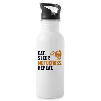 Eat Sleep Motocross Repeat Motorcycle Racing - Water bottle with straw - white - Right