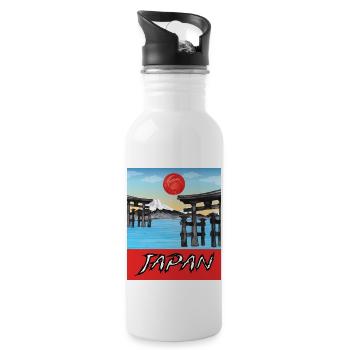 Vintage Japan Traveling Poster Lovely - Water bottle with straw - white - Right