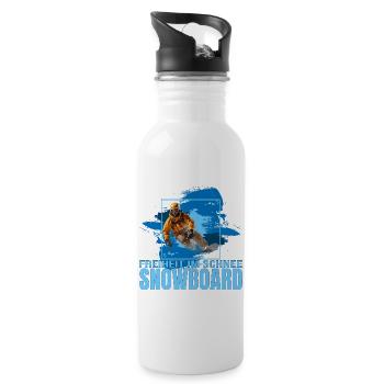 Freiheit im Schnee - Snowboard - Trinkflasche mit integriertem Trinkhalm - Weiß - Rechts