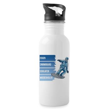 Essen - Snowboard - Schlafen - Wiederholen - Trinkflasche mit integriertem Trinkhalm - Weiß - Rechts