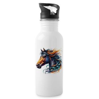 Cheval - Gourde avec paille intégrée - blanc - Droite