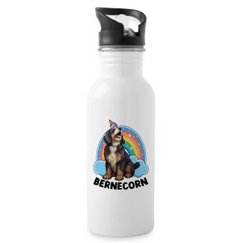 Bernecorn, Funny Unicorn Bernedoodle - Water bottle with straw - white - Right