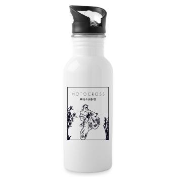 Motocross Chinese Hanzi Motorcycle Racing Riders - Water bottle with straw - white - Right