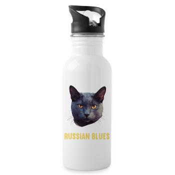 Chat bleu russe Russisch Blau Katze - Gourde avec paille intégrée - blanc - Droite