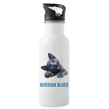 Chat bleu russe Russisch Blau Katze - Gourde avec paille intégrée - blanc - Droite