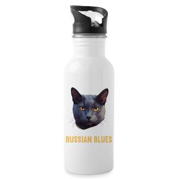 Chat bleu russe Russisch Blau Katze - Gourde avec paille intégrée - blanc - Droite