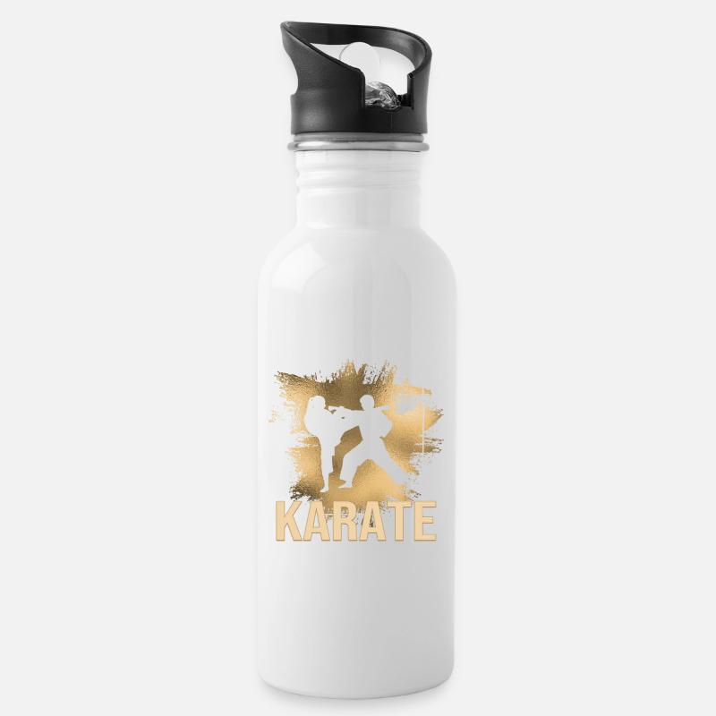 Karate - Trinkflasche mit integriertem Trinkhalm - Weiß