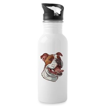 American Bulldog Gift | Cartoon Artwork - Water bottle with straw - white - Right