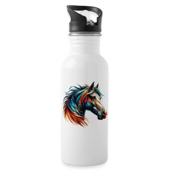 Cheval - Gourde avec paille intégrée - blanc - Droite