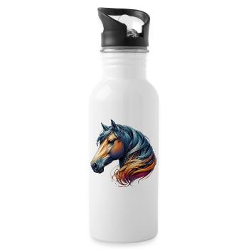 Pferd - Trinkflasche mit integriertem Trinkhalm - Weiß - Rechts