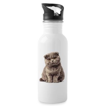 Scottish Fold Kitten Scottish Fold Cat - Water bottle with straw - white - Right