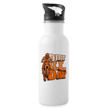 Dirt All Day Racing Supermoto Motorcycle Riders - Water bottle with straw - white - Right