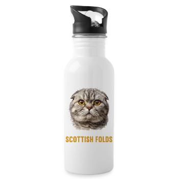 Scottish Fold Kitten Scottish Fold Cat - Water bottle with straw - white - Right