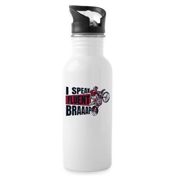 Ich spreche fließend Braaap Motorradrennen Supermoto - Trinkflasche mit integriertem Trinkhalm - Weiß - Rechts