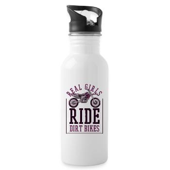 Real Girls Ride Dirt Bikes Supermoto Motorcycle - Water bottle with straw - white - Right