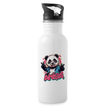 ANISA - Beau nom de fille avec Cool Panda - Gourde avec paille intégrée - blanc - Droite