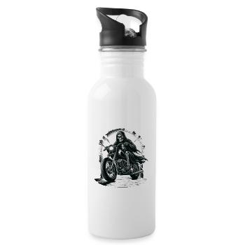 Skelett Biker Der Letzte Reiseleiter Motorrad Fan - Trinkflasche mit integriertem Trinkhalm - Weiß - Rechts