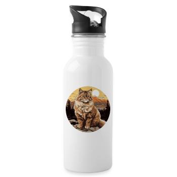 Siberian Cat Sibirische Katze - Trinkflasche mit integriertem Trinkhalm - Weiß - Rechts