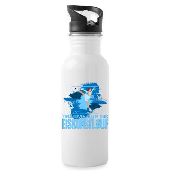 Träume auf Eis - Eiskunstlaufen - Trinkflasche mit integriertem Trinkhalm - Weiß - Rechts