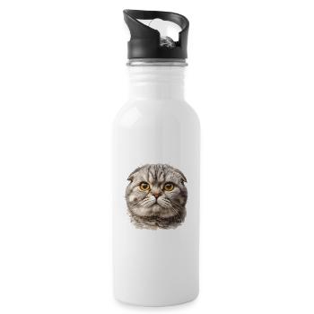 Scottish Fold Kitten Scottish Fold Cat - Water bottle with straw - white - Right
