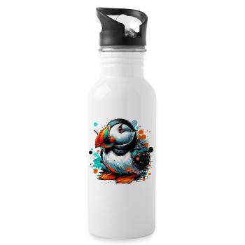 Papageitaucher - Trinkflasche mit integriertem Trinkhalm - Weiß - Rechts