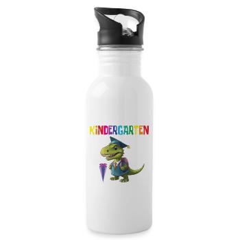 School Enrollment Dino Back to School - Water bottle with straw - white - Right