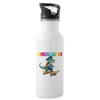 School Enrollment Dino Back to School - Water bottle with straw - white - Right