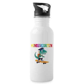 School Enrollment Dino Back to School - Water bottle with straw - white - Right