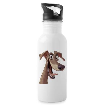 Chart Polski | Polish greyhound | Cartoon Artwork - Trinkflasche mit integriertem Trinkhalm - Weiß - Rechts