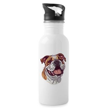 Bouledogue continental | Conti Illustration de dessin animé - Gourde avec paille intégrée - blanc - Droite