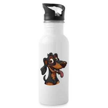 Dachshund | Dachshund | Cartoon Artwork - Water bottle with straw - white - Right