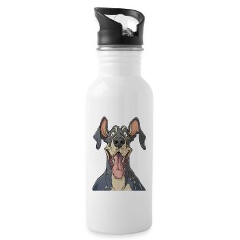 Great Dane | The Great Dane | Cartoon Artwork - Water bottle with straw - white - Right